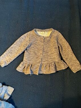 Name it Girls' Heathered Gray Peplum Cardigan - Kids Shirt & Top